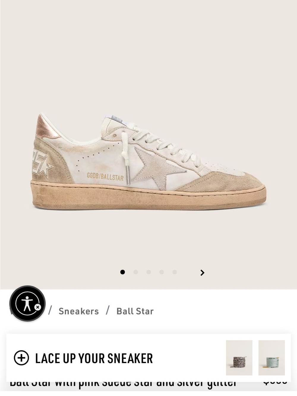 Golden Goose Ball Star Sneakers - Cream, Beige & Rose Gold